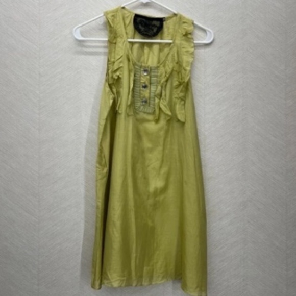 Dresses & Skirts - Girls Ruffle Front Sleeveless Dress - Lime Green